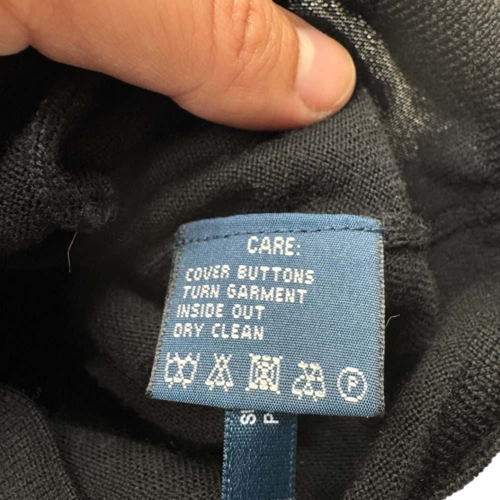 Ralph Lauren Blue Label Womens Black Tie Front Merino Wool Cardigan Sweater Sz M - Picture 9 of 13